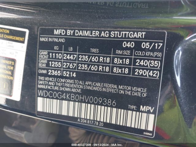 WDC0G4KB0HV009386 Mercedes-Benz Glc 300 4matic