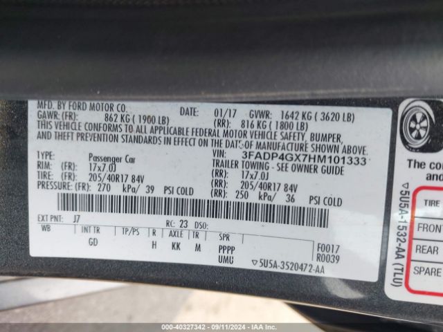 3FADP4GX7HM101333 Ford FIESTA ST