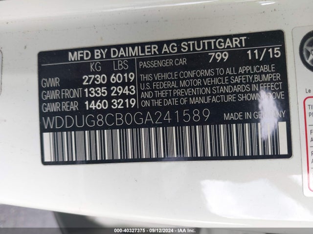 WDDUG8CB0GA241589 Mercedes-Benz S 550