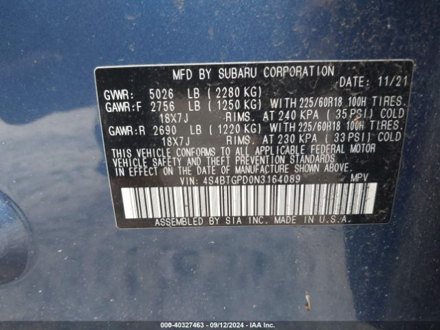 4S4BTGPD0N3164089 Subaru Outback Touring Xt