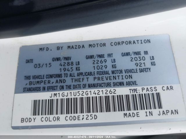 JM1GJ1U52G1421262 Mazda Mazda6 I Sport