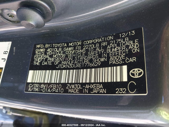 Toyota Prius Two 2014 JTDKN3DUXE1776629 Image 9