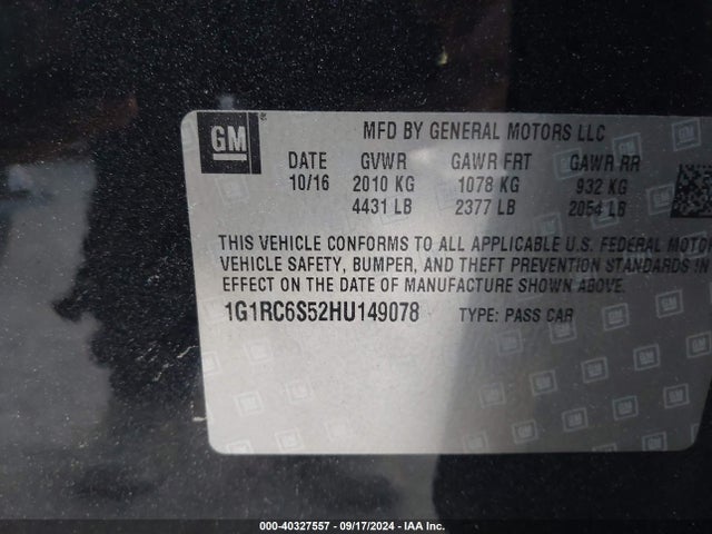 Chevrolet VOLT LT 2017 1G1RC6S52HU149078 Image 9