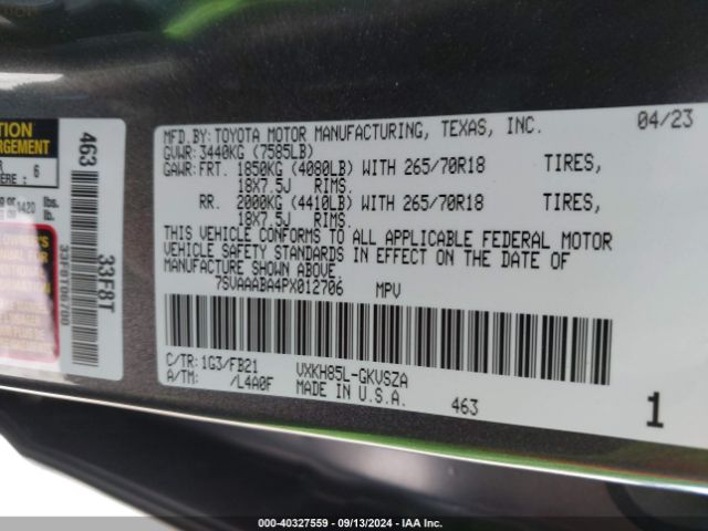 7SVAAABA4PX012706 Toyota Sequoia Sr5