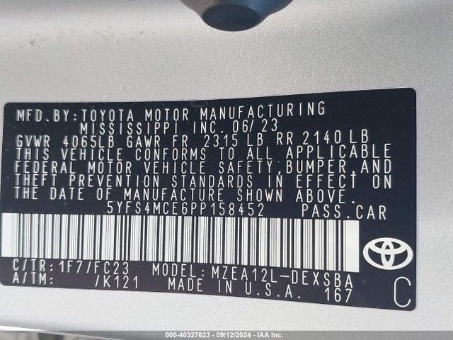 Toyota COROLLA SE 2023 5YFS4MCE6PP158452 Image 9