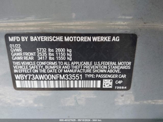 WBY73AW00NFM33551 BMW I4 Edrive40