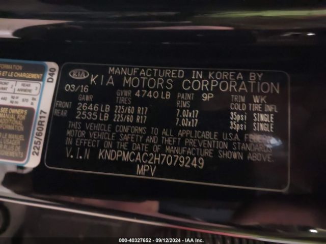 KNDPMCAC2H7079249 KIA Sportage Lx