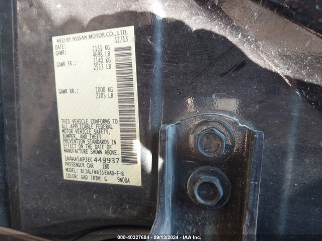 Nissan Maxima 3.5 Sv 2014 1N4AA5AP3EC449937 Image 9