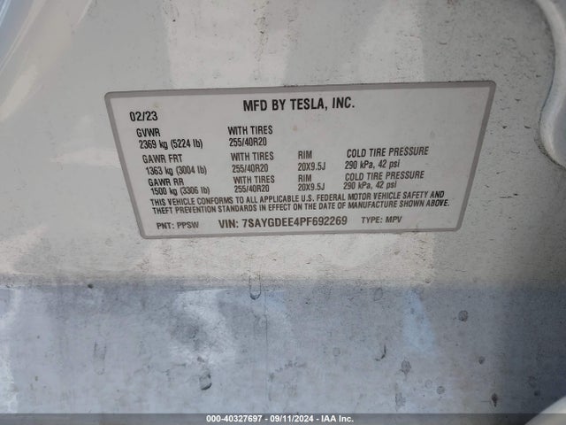 2023 TESLA MODEL Y 7SAYGDEE4PF692269 Photo 8
