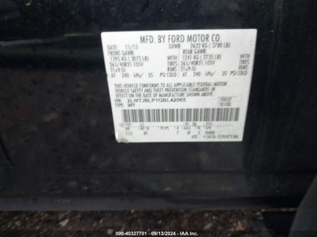 2LMTJ8LP1GBL42065 Lincoln Mkx Reserve