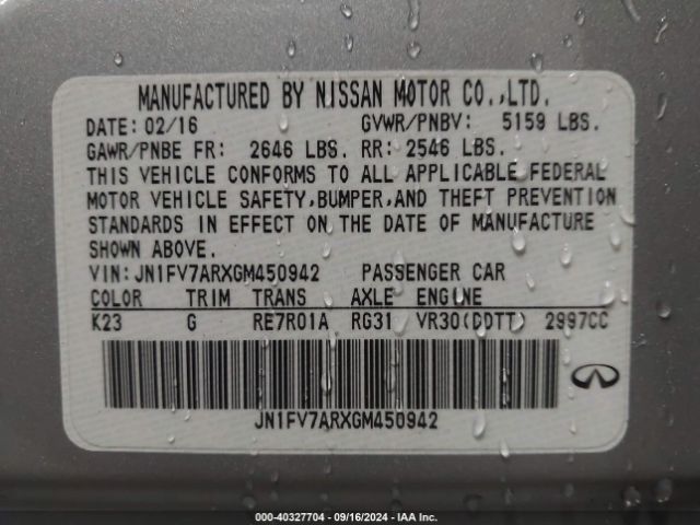 JN1FV7ARXGM450942 Infiniti Q50 3.0t Red Sport 400