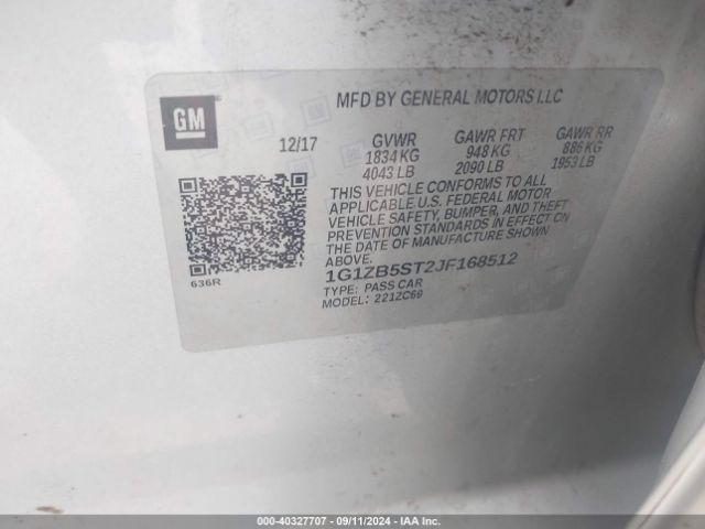 1G1ZB5ST2JF168512 Chevrolet Malibu 1ls