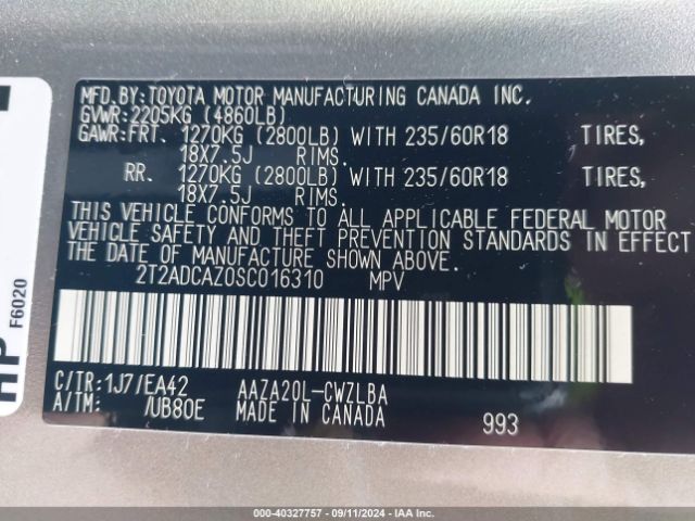 2T2ADCAZ0SC016310 Lexus NX 250