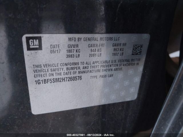 1G1BF5SM2H7260576 Chevrolet Cruze Premier Auto