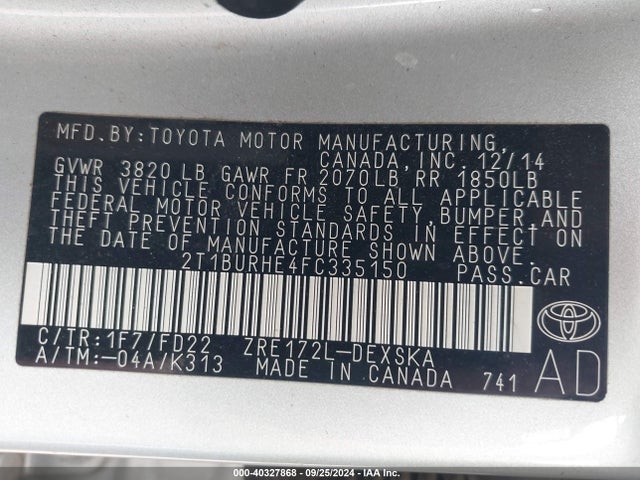 Toyota Corolla S Plus 2015 2T1BURHE4FC335150 Image 9