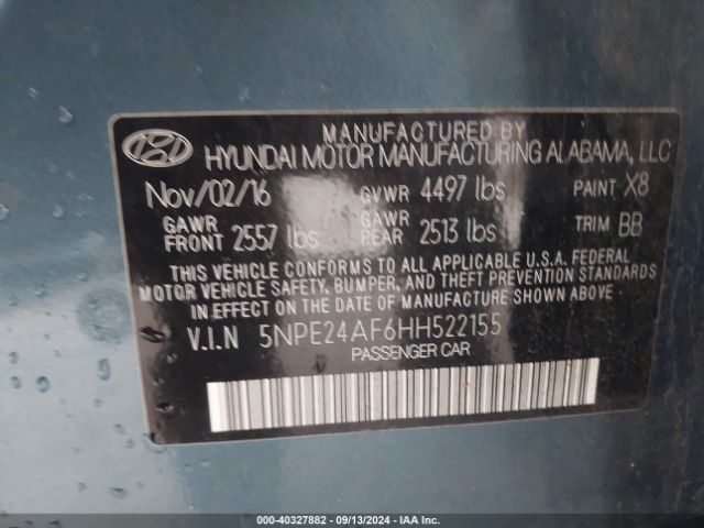 5NPE24AF6HH522155 Hyundai Sonata