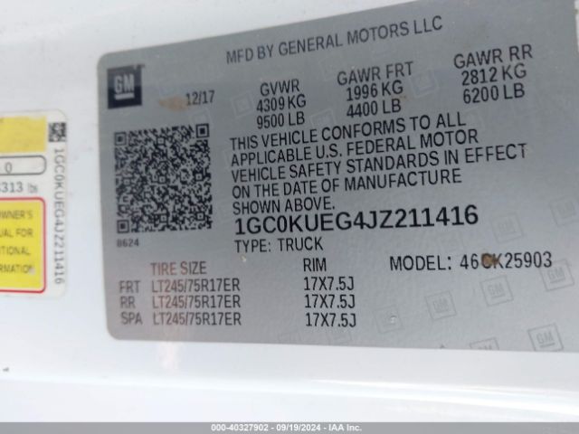 1GC0KUEG4JZ211416 Chevrolet Silverado 2500hd Wt