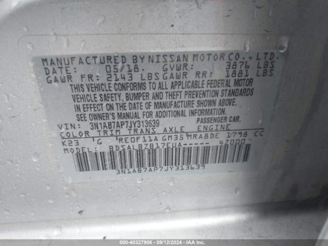 3N1AB7AP7JY313639 Nissan SENTRA S