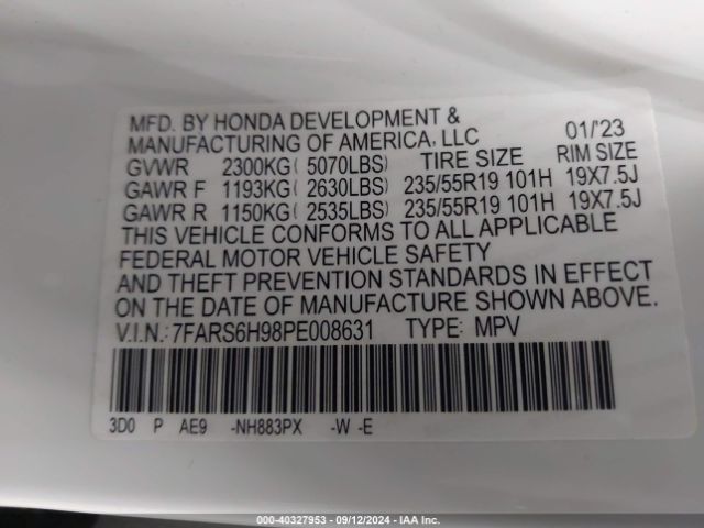 7FARS6H98PE008631 Honda Cr-v Hybrid Sport Touring