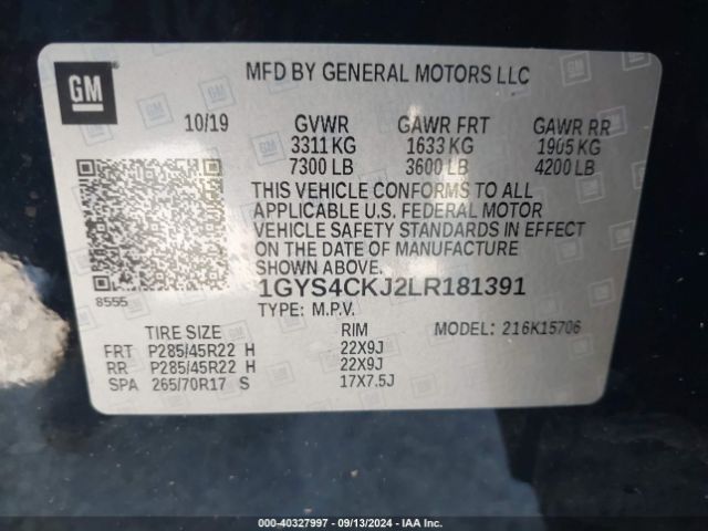 1GYS4CKJ2LR181391 Cadillac Escalade 4wd Premium Luxury
