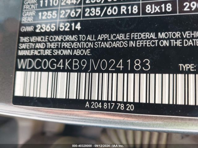 WDC0G4KB9JV024183 Mercedes-Benz Glc 300 4matic
