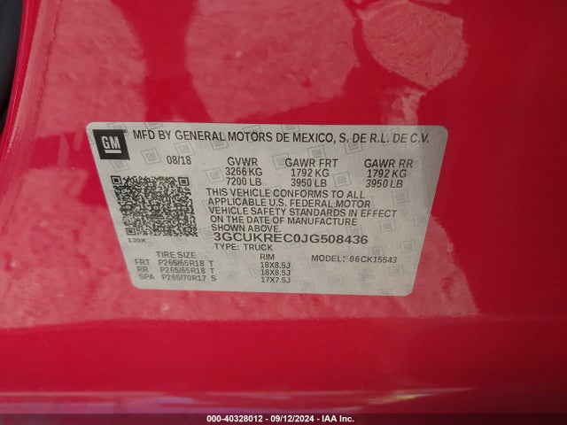Chevrolet Silverado 1500 1lt 2018 3GCUKREC0JG508436 Image 9