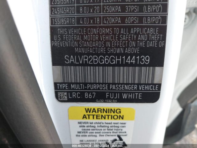 SALVR2BG6GH144139 Land Rover Range Rover Evoque Hse