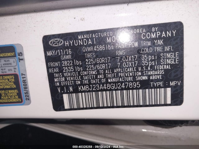 Hyundai TUCSON SE 2016 KM8J23A48GU247895 Image 9