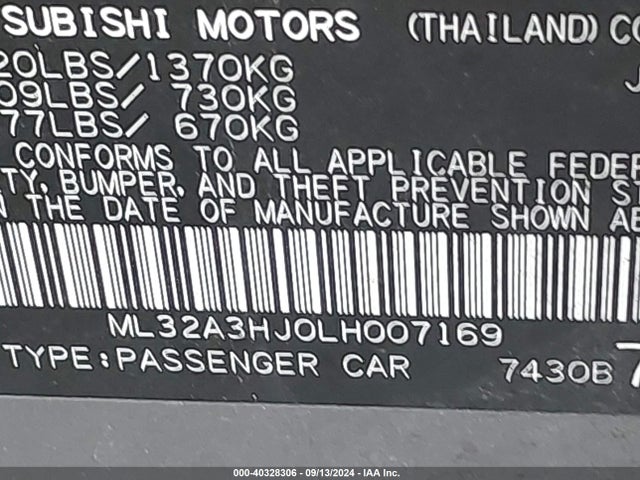 2020 MITSUBISHI MIRAGE ML32A3HJ0LH007169 Photo 8