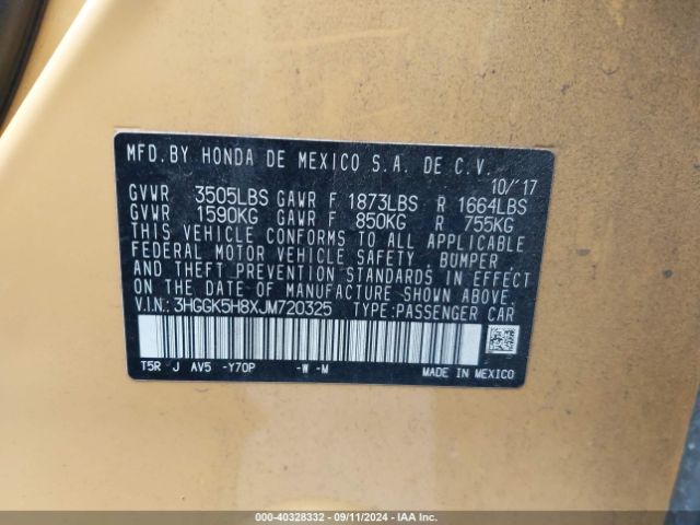 3HGGK5H8XJM720325 Honda FIT EX