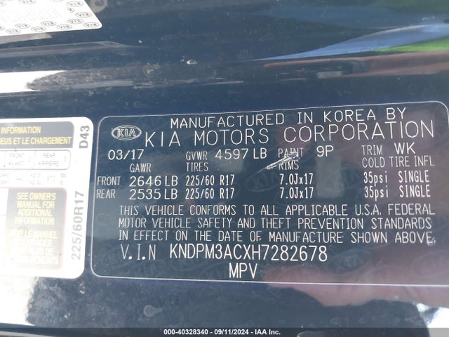 KIA Sportage Lx 2017 KNDPM3ACXH7282678 Image 9