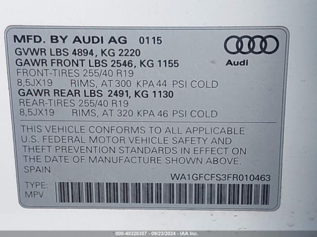 WA1GFCFS3FR010463 Audi Q3 2.0t Premium Plus