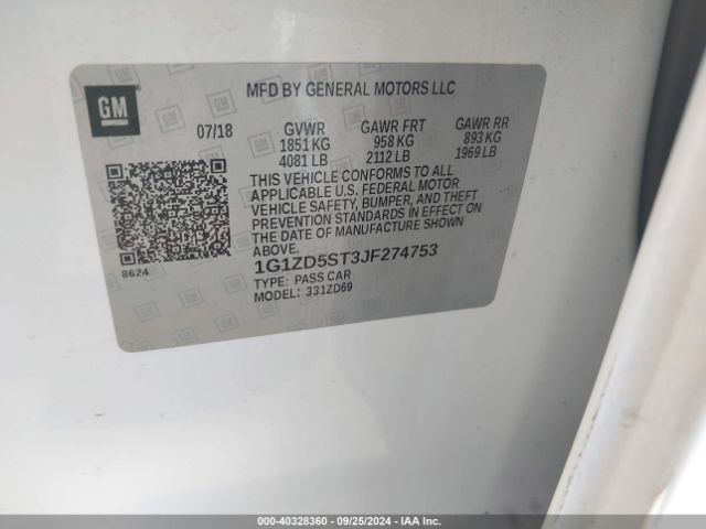 1G1ZD5ST3JF274753 Chevrolet MALIBU LT