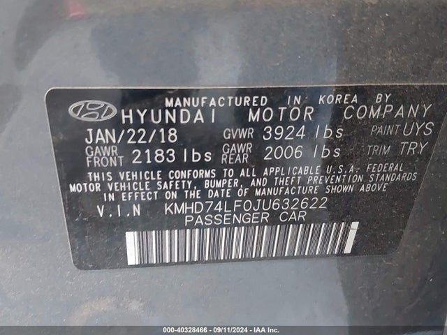 Hyundai ELANTRA SE 2018 KMHD74LF0JU632622 Image 9