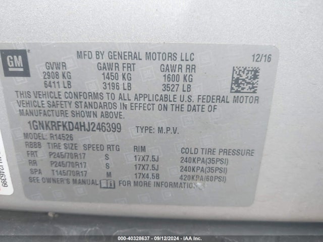 Chevrolet Traverse Ls 2017 1GNKRFKD4HJ246399 Image 9