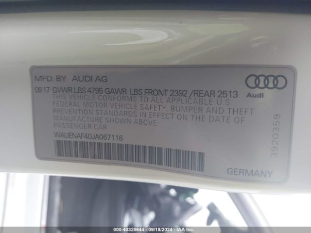 WAUENAF40JA067116 Audi A4 2.0t Premium/2.0t Tech Premium
