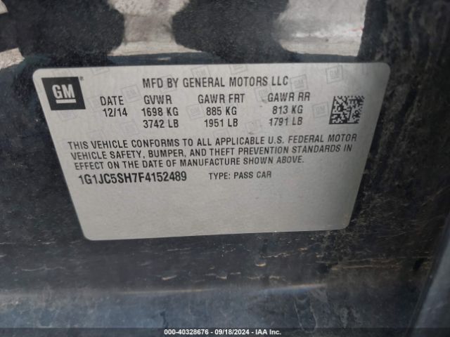 1G1JC5SH7F4152489 Chevrolet Sonic Lt Auto