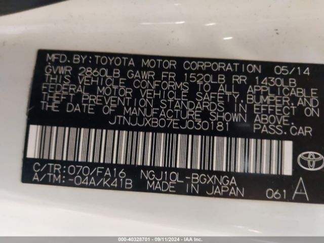 JTNJJXB07EJ030181 Scion IQ