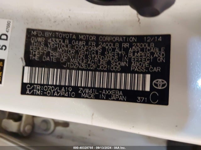 Toyota Prius V Four 2015 JTDZN3EU2FJ021005 Image 9
