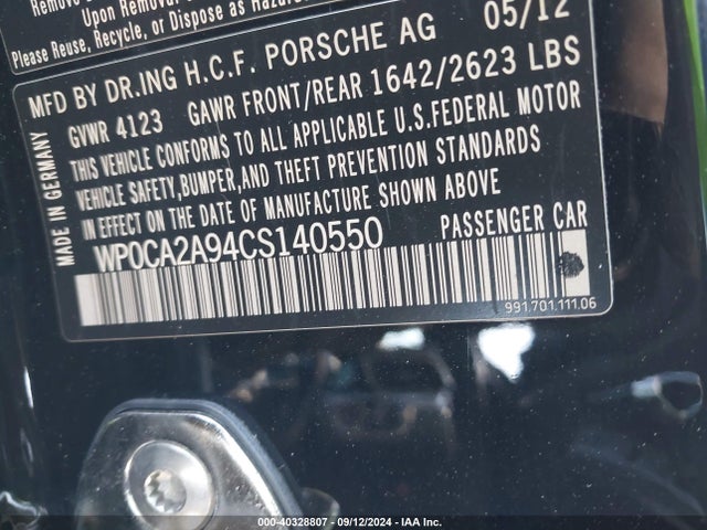 2012 PORSCHE 911 WP0CA2A94CS140550 Photo 8