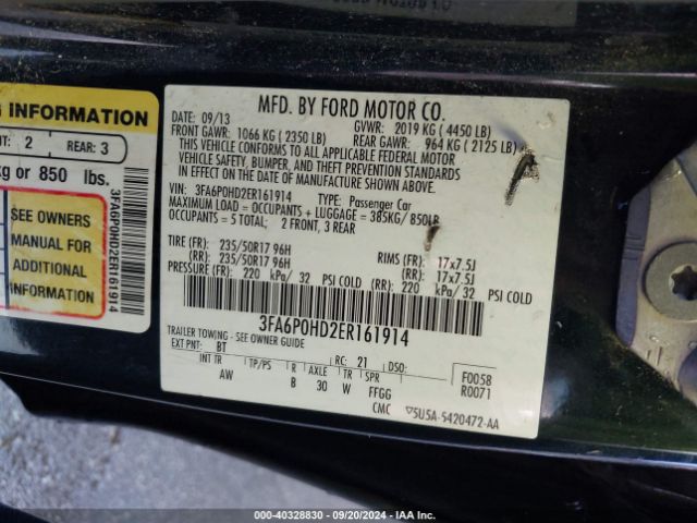 3FA6P0HD2ER161914 Ford FUSION SE