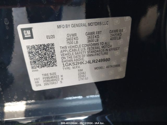 1GKS2HKJ4LR249980 GMC Yukon Xl 4wd Denali