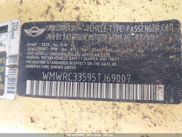 2005 MINI COOPER WMWRC33595TJ69007 Photo 8