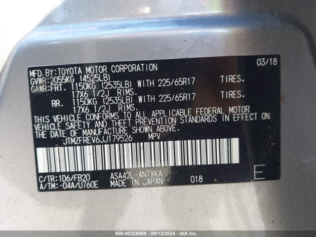 Toyota RAV4 LE 2018 JTMZFREV6JJ179526 Image 9