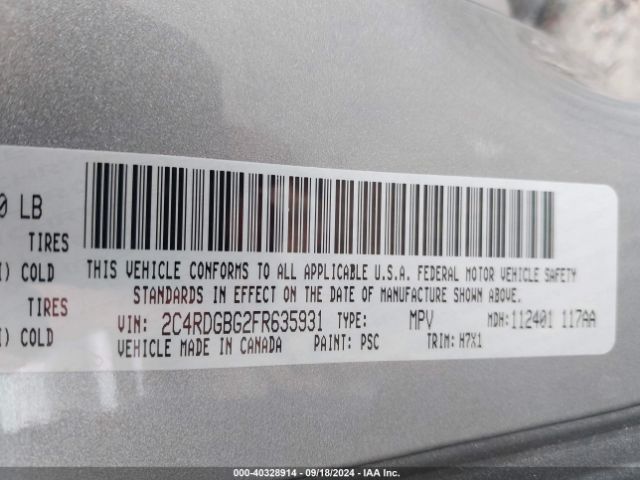 2C4RDGBG2FR635931 Dodge Grand Caravan American Value Pkg