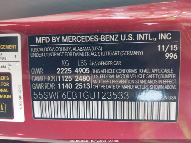 55SWF6EB1GU123533 Mercedes-Benz C 450 Amg 4matic