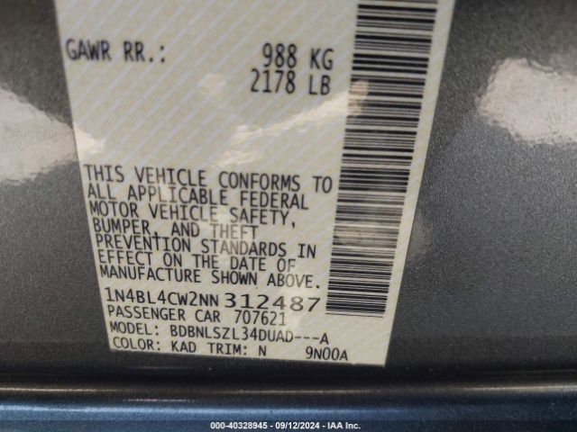 1N4BL4CW2NN312487 Nissan Altima Sr Intelligent Awd