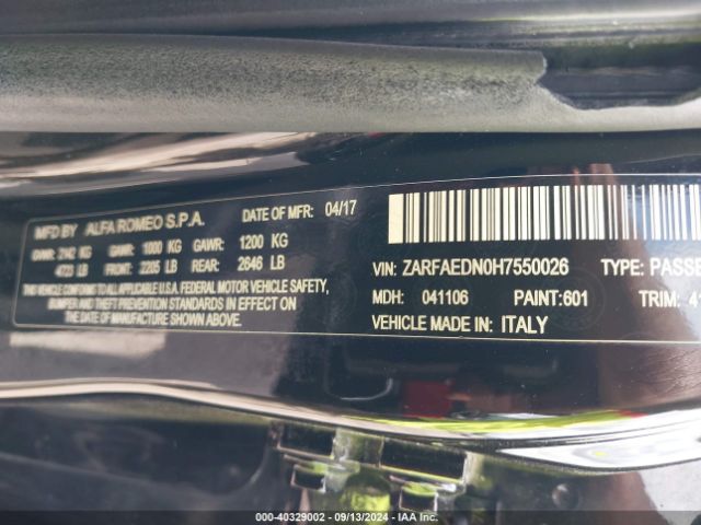 ZARFAEDN0H7550026 Alfa Romeo Giulia Awd