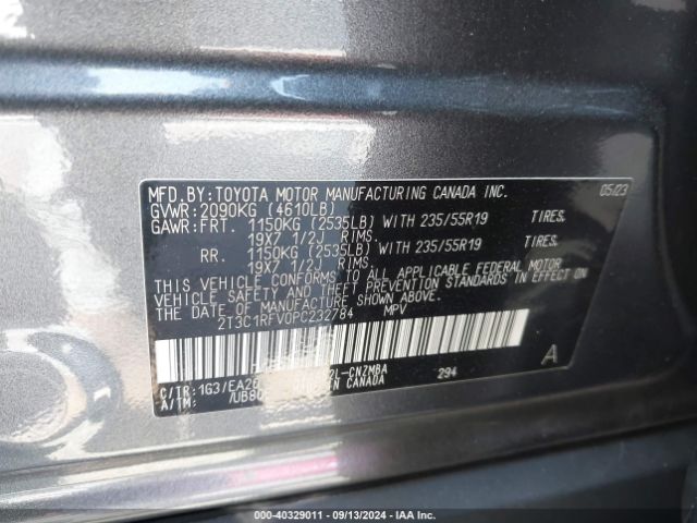 2T3C1RFV0PC232784 Toyota Rav4 Xle Premium