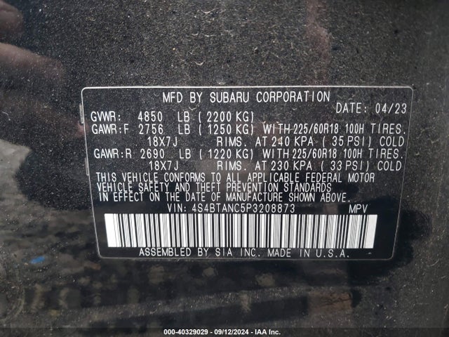 4S4BTANC5P3208873 Subaru Outback Limited